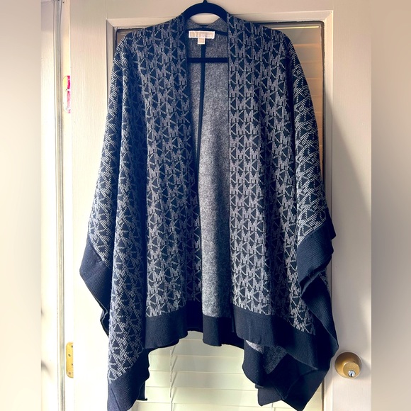 Michael Kors Jackets & Blazers - Michael Kors Monogram Black Sweater Cape in Size S/M